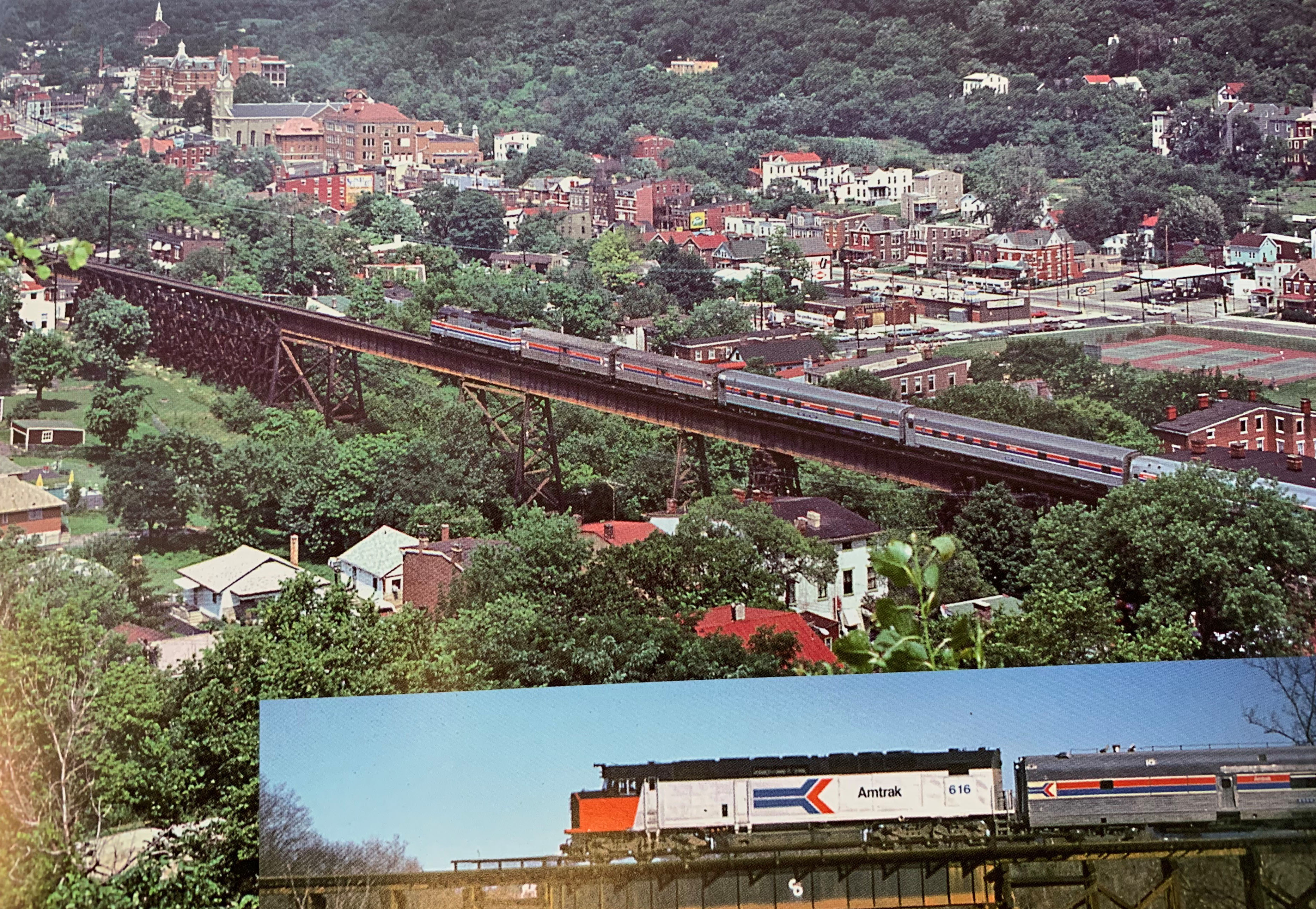 Photo of the Cincinnati & Westwood railroad trestle as seen from Quebec Road