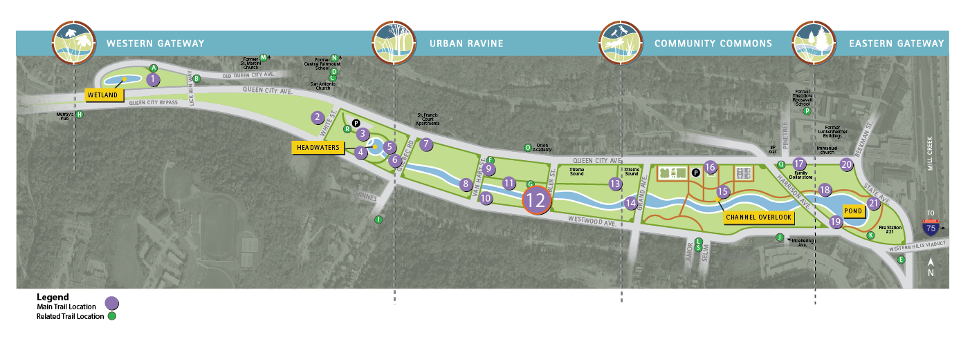 Map showing Trail Location #12 - Urban Ravine