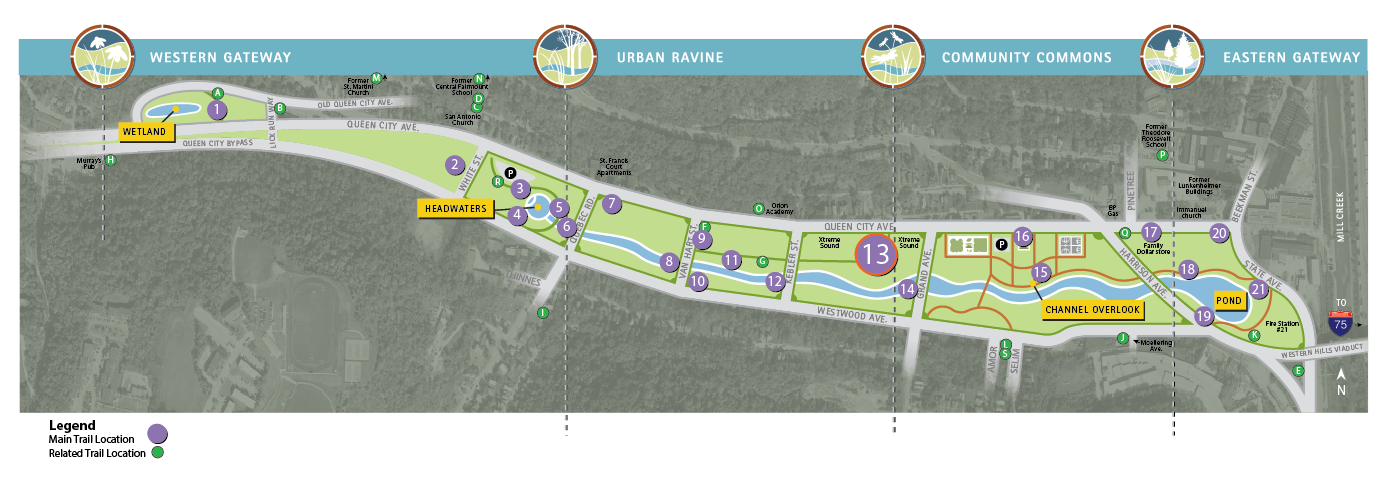 Map showing Trail Location #8 - History of a Watershed