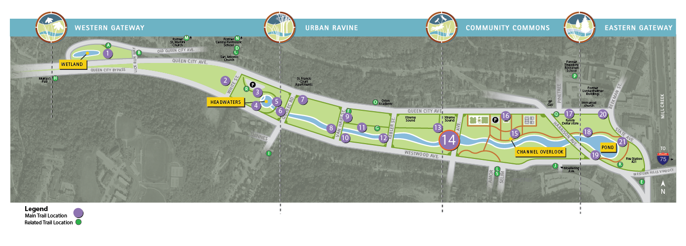 Map showing Trail Location #12 - Urban Ravine