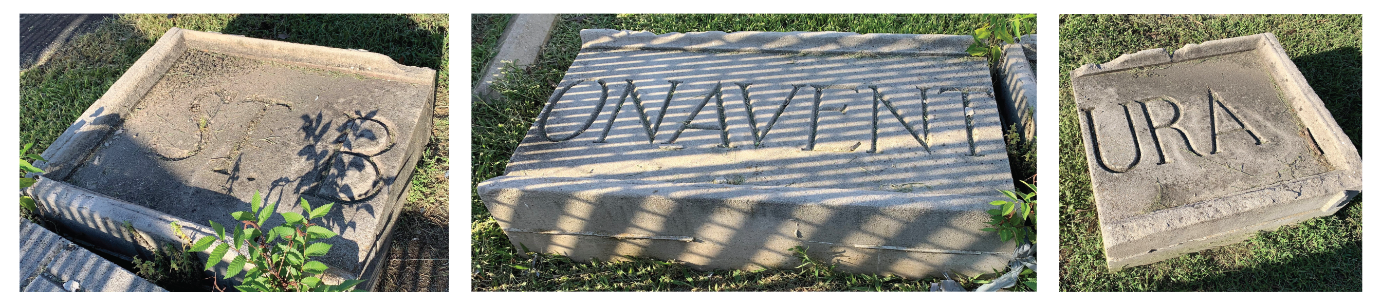 Broken pieces of St. Bonaventura sign