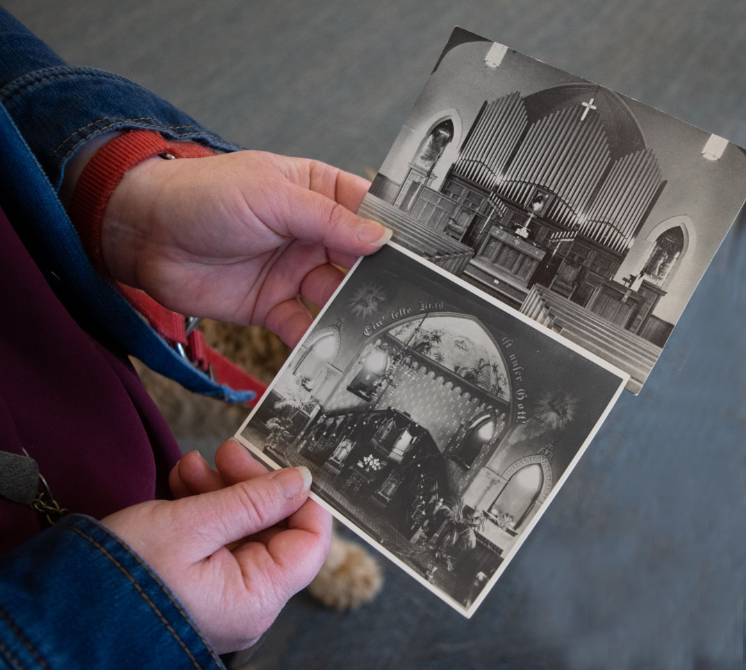 Interior photos showing two different church altars