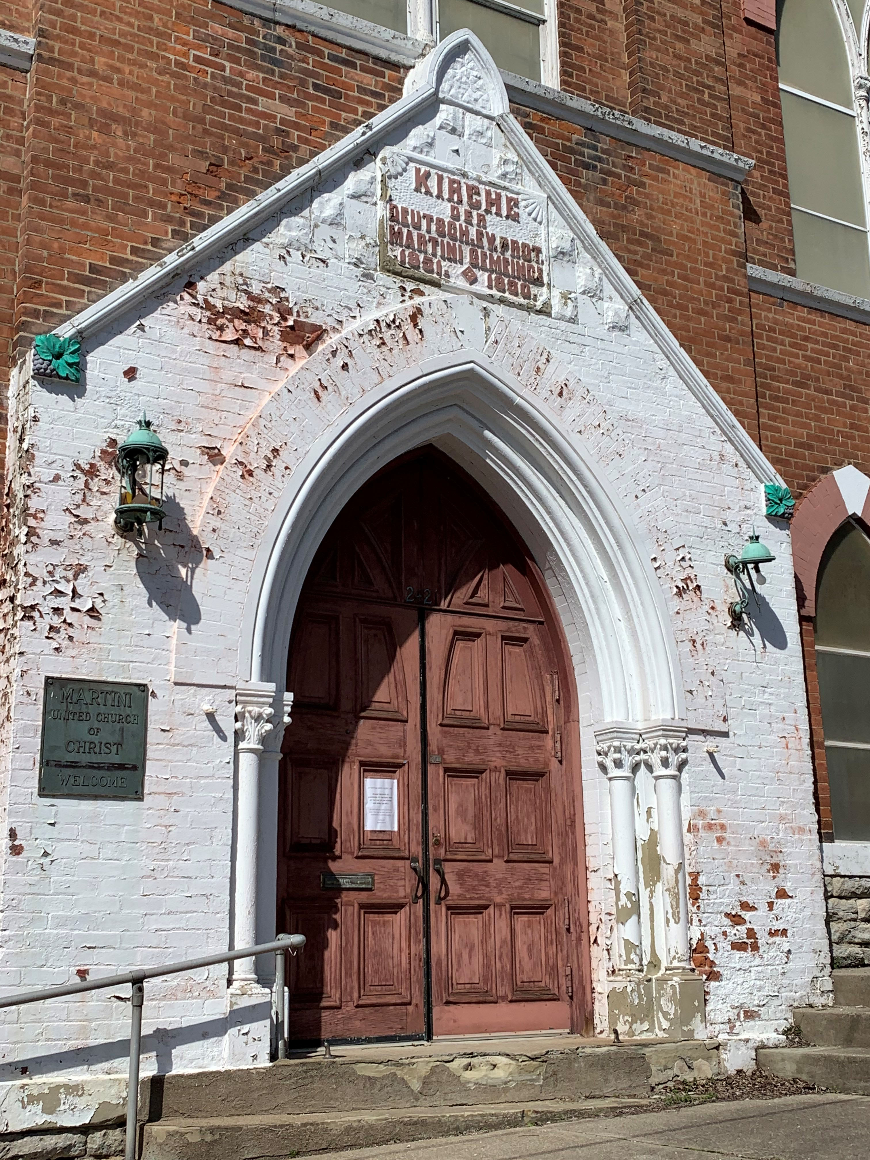 Front of the former Martini Church on Saffin Avenue (2021)