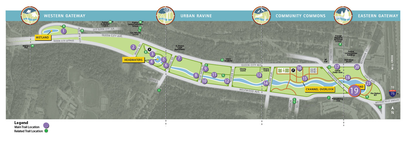 Map showing Trail Location #18 - The Pond (north side)