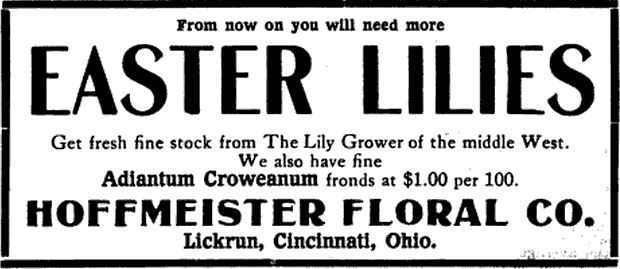 1914 ad for the Hoffmeister Floral Company