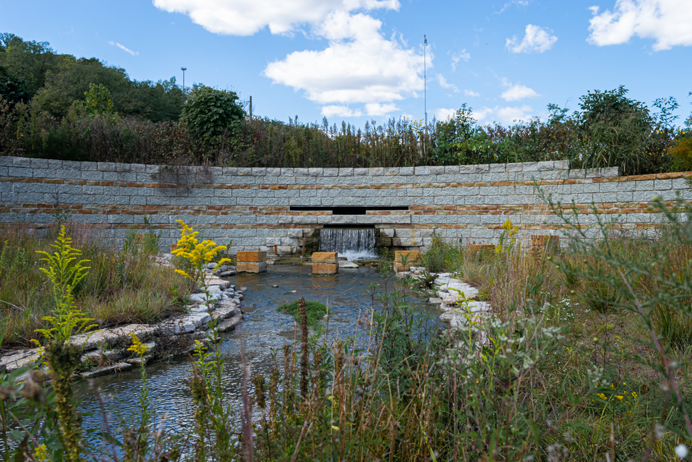 Aerial view of the Lick Run Greenway (taken by a drone)