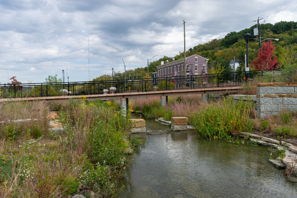 Lick Run Greenway stream channel, just west of the Headwaters