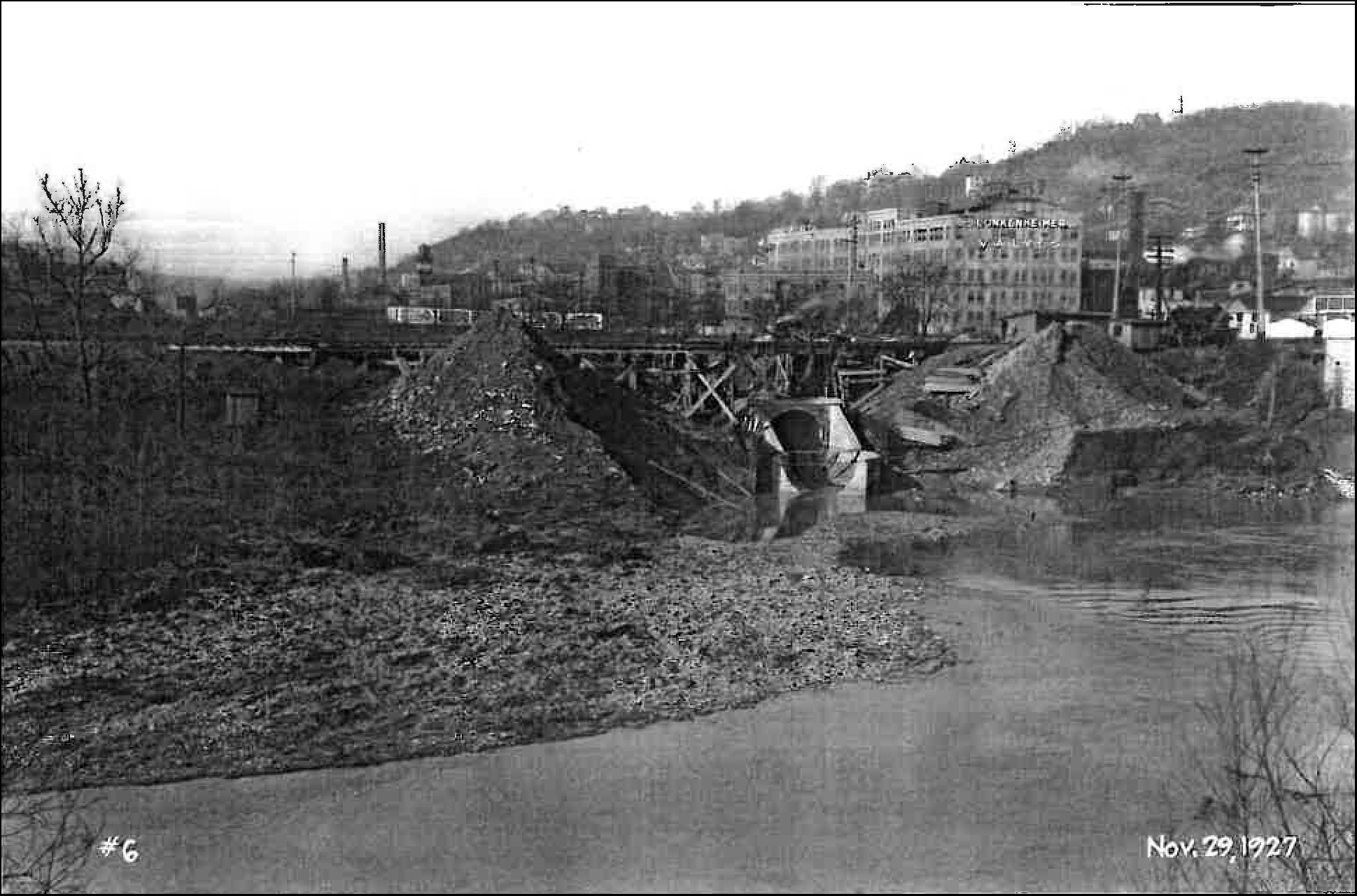 Outfall from the Lick Run combined sewer into the Mill Creek, 1927