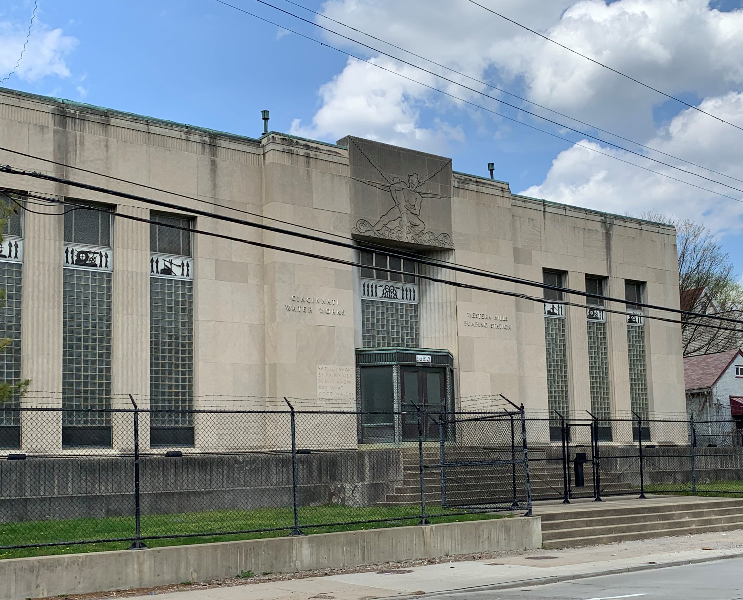 Art Deco style building (Western Hills Pumping Station) at 1650 Queen City Avenue<