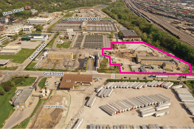 Location of Mill Creek pump station project on the grounds of the Mill Creek WWTP